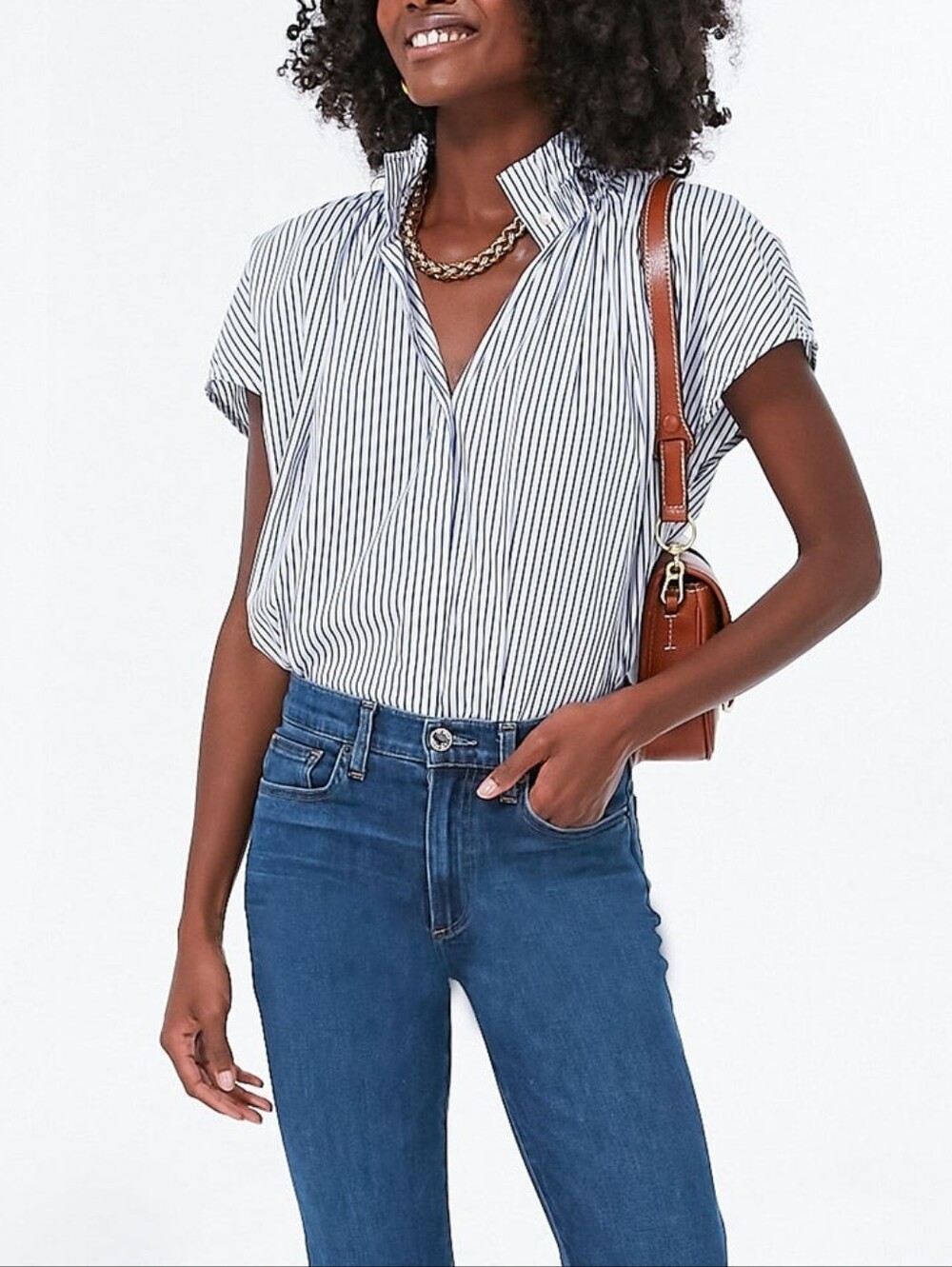 Tuckernuck Pomander Place Blue Stripe Rae Blouse Size Medium